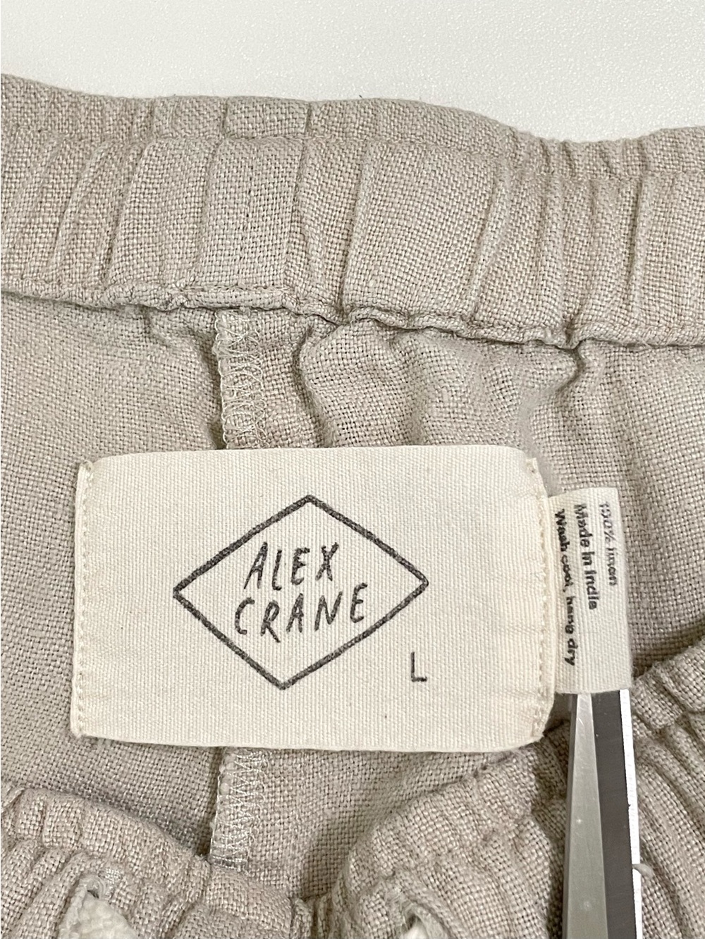 Alex Crane Bo Linen Pants Relaxed Drawstring Pull On Normandy Flax Bone Large - Picture 16 of 16